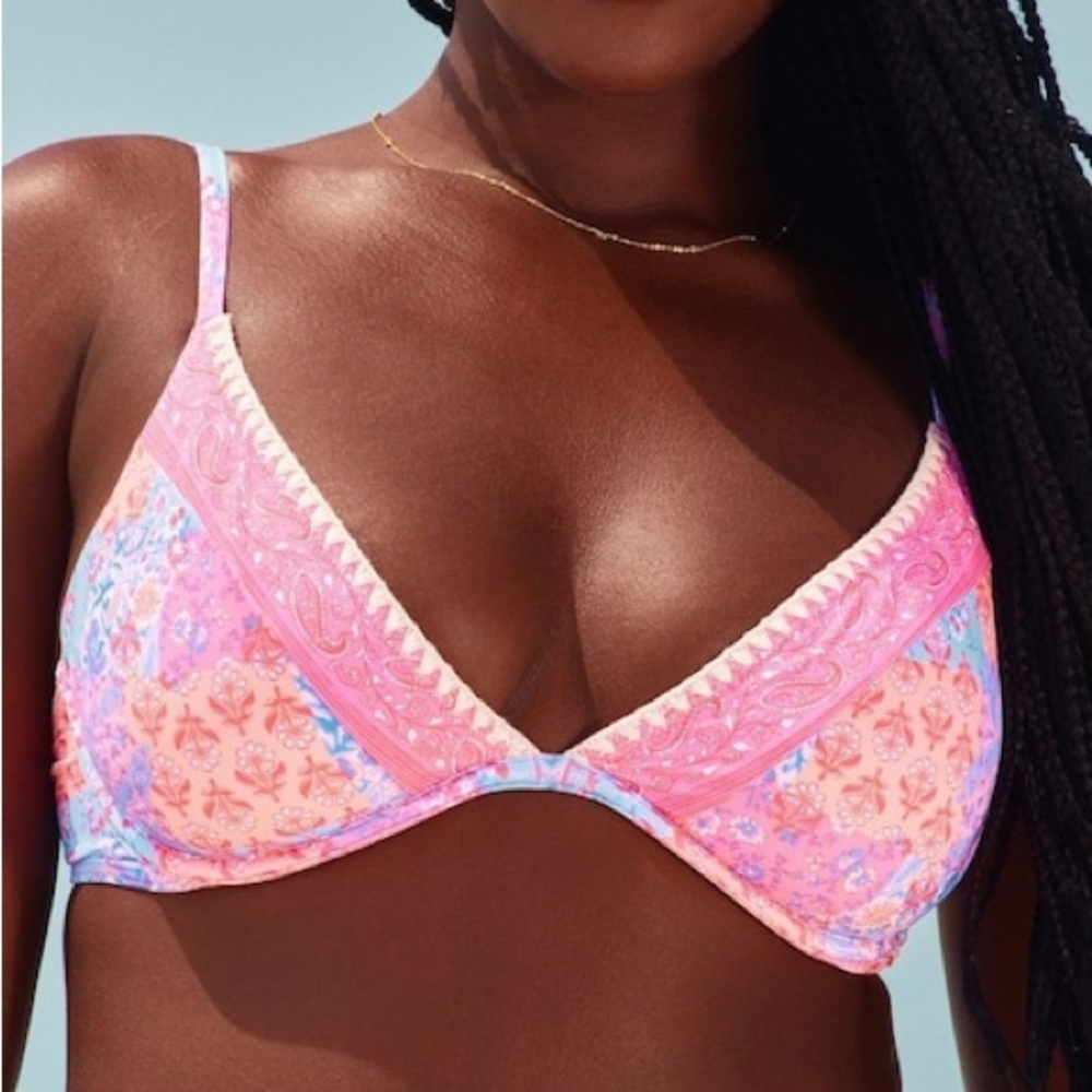Hollister Coral and Lavender Bikini Top